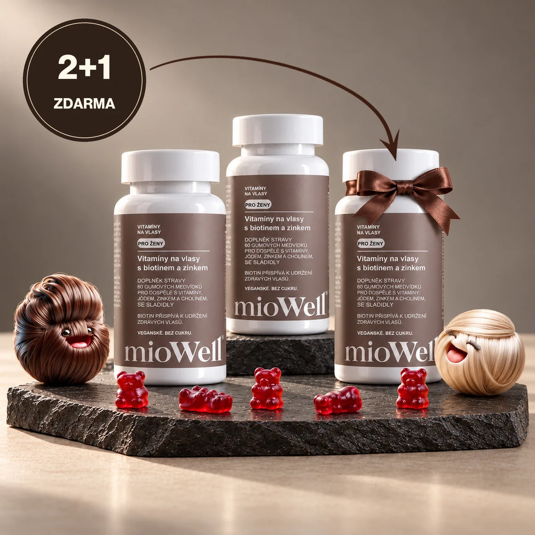 Vitamíny na vlasy s biotinem – 3 balení, třetí zdarma